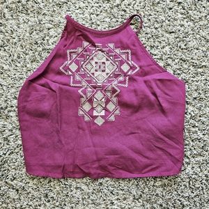 Hollister embroidered halter crop top